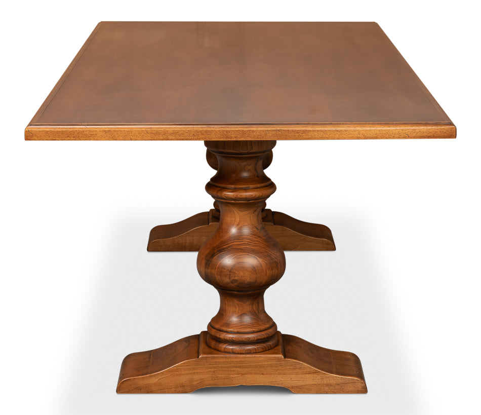 Lionisio Trestle Wood Dining Table-Dining Tables-Sarreid-LOOMLAN