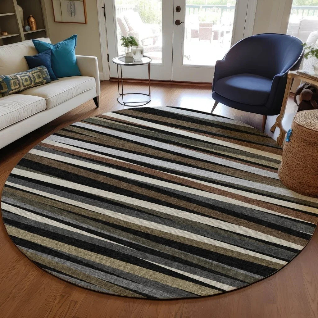 Liora Black Washable Indoor-Outdoor Rug-Outdoor Rugs-LOOMLAN Rugs-LOOMLAN
