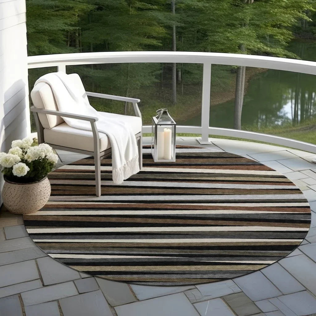 Liora Black Washable Indoor-Outdoor Rug-Outdoor Rugs-LOOMLAN Rugs-LOOMLAN