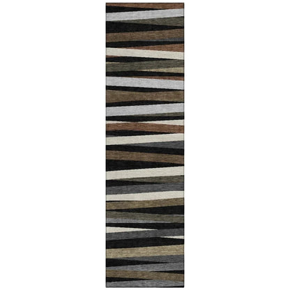 Liora Black Washable Indoor-Outdoor Rug-Outdoor Rugs-LOOMLAN Rugs-2'3" x 7'6"-LOOMLAN