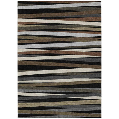 Liora Black Washable Indoor-Outdoor Rug-Outdoor Rugs-LOOMLAN Rugs-2'6" x 3'10"-LOOMLAN