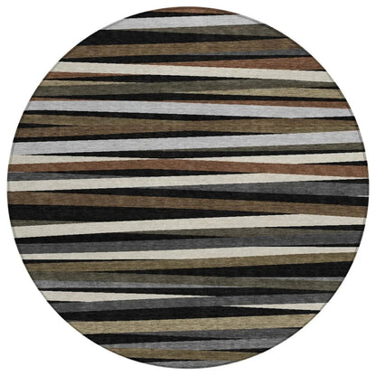 Liora Black Washable Indoor-Outdoor Rug-Outdoor Rugs-LOOMLAN Rugs-8' x 8'-LOOMLAN