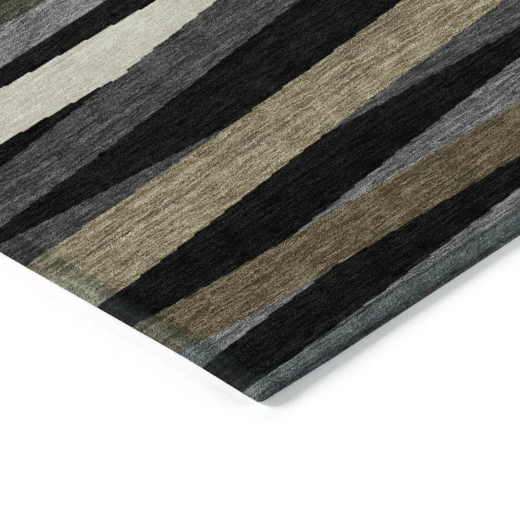 Liora Black Washable Indoor-Outdoor Rug-Outdoor Rugs-LOOMLAN Rugs-LOOMLAN