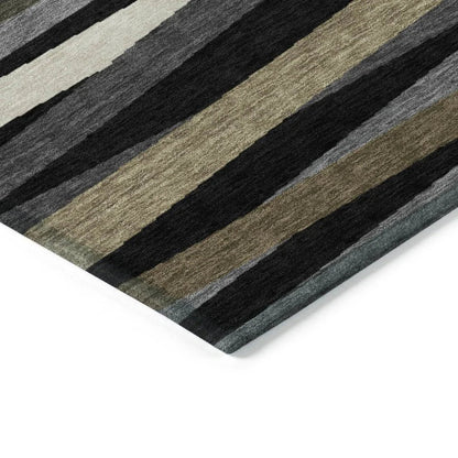 Liora Black Washable Indoor-Outdoor Rug-Outdoor Rugs-LOOMLAN Rugs-LOOMLAN