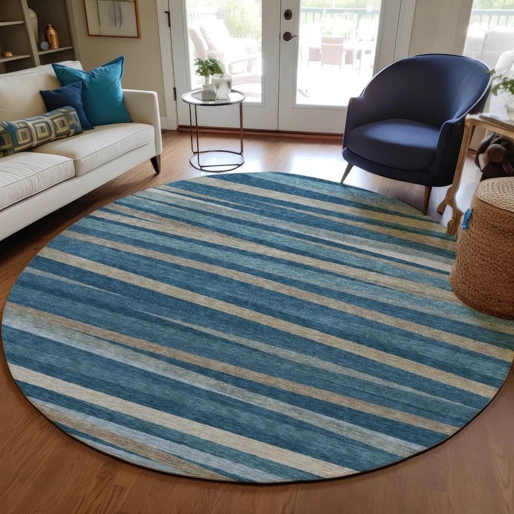Liora Blue Washable Indoor-Outdoor Rug-Outdoor Rugs-LOOMLAN Rugs-LOOMLAN