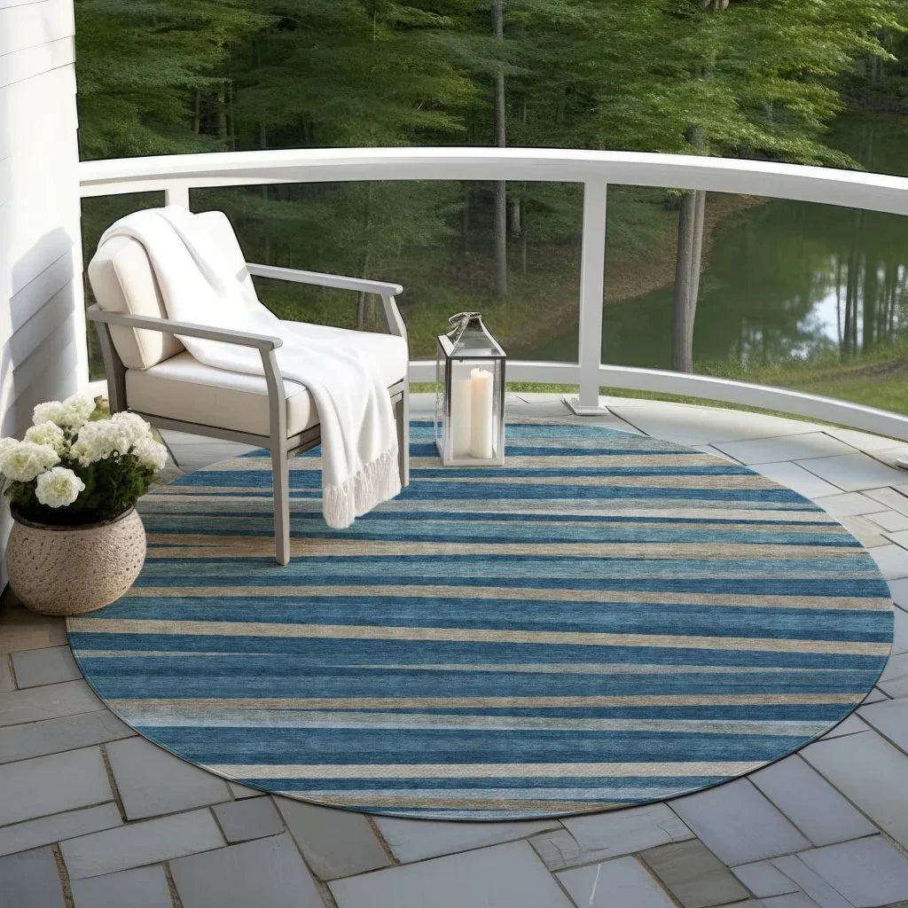 Liora Blue Washable Indoor-Outdoor Rug-Outdoor Rugs-LOOMLAN Rugs-LOOMLAN
