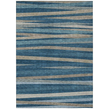 Liora Blue Washable Indoor-Outdoor Rug-Outdoor Rugs-LOOMLAN Rugs-2'6" x 3'10"-LOOMLAN