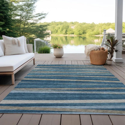 Liora Blue Washable Indoor-Outdoor Rug-Outdoor Rugs-LOOMLAN Rugs-LOOMLAN