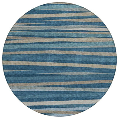 Liora Blue Washable Indoor-Outdoor Rug-Outdoor Rugs-LOOMLAN Rugs-8' x 8'-LOOMLAN