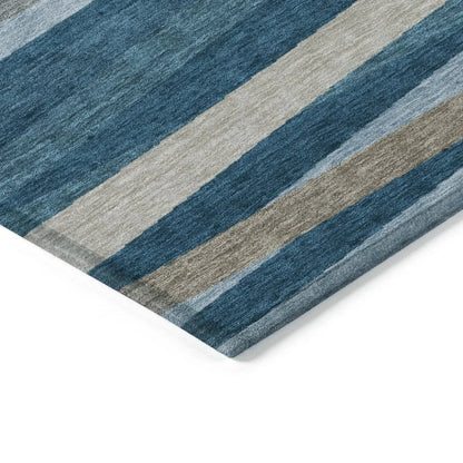 Liora Blue Washable Indoor-Outdoor Rug-Outdoor Rugs-LOOMLAN Rugs-LOOMLAN