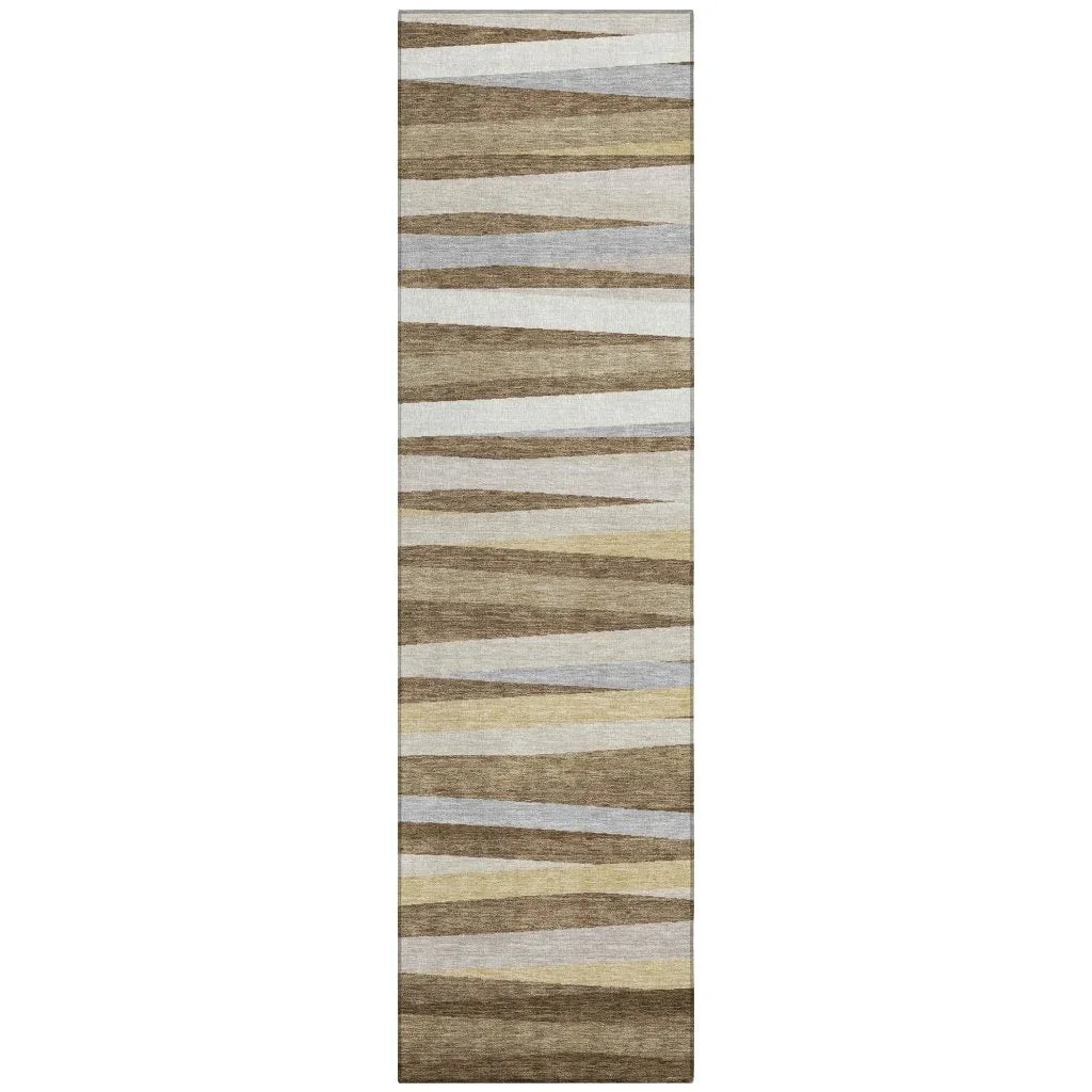 Liora Brown Washable Indoor-Outdoor Rug-Outdoor Rugs-LOOMLAN Rugs-2'3" x 7'6"-LOOMLAN