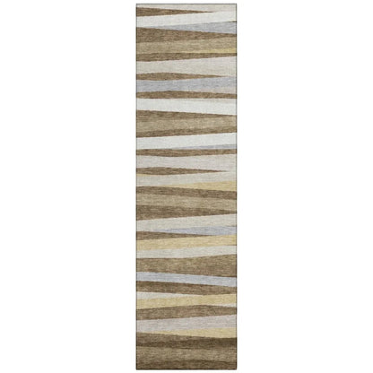 Liora Brown Washable Indoor-Outdoor Rug-Outdoor Rugs-LOOMLAN Rugs-2'3" x 7'6"-LOOMLAN
