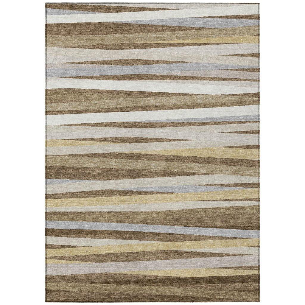 Liora Brown Washable Indoor-Outdoor Rug-Outdoor Rugs-LOOMLAN Rugs-2'6" x 3'10"-LOOMLAN