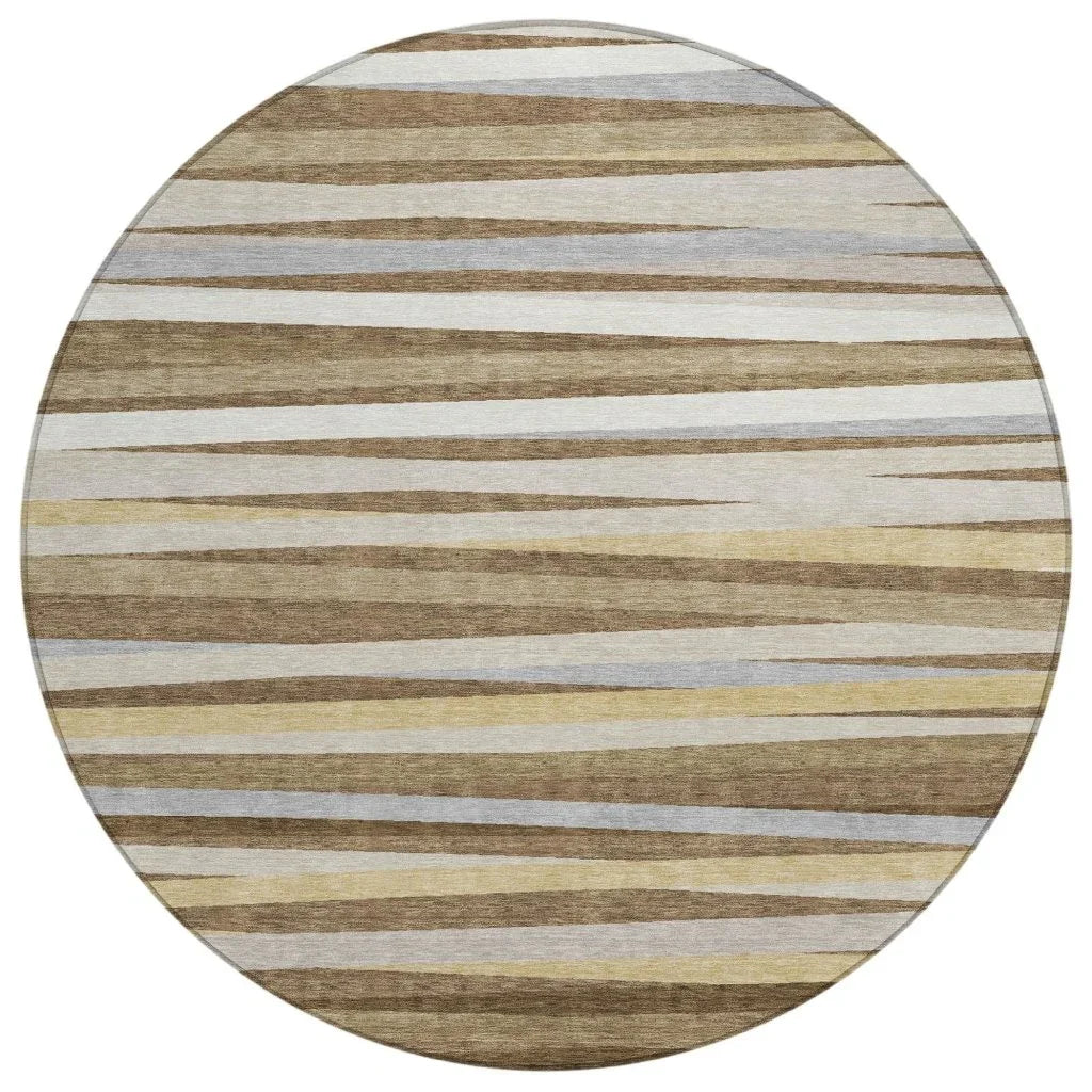 Liora Brown Washable Indoor-Outdoor Rug-Outdoor Rugs-LOOMLAN Rugs-8' x 8'-LOOMLAN