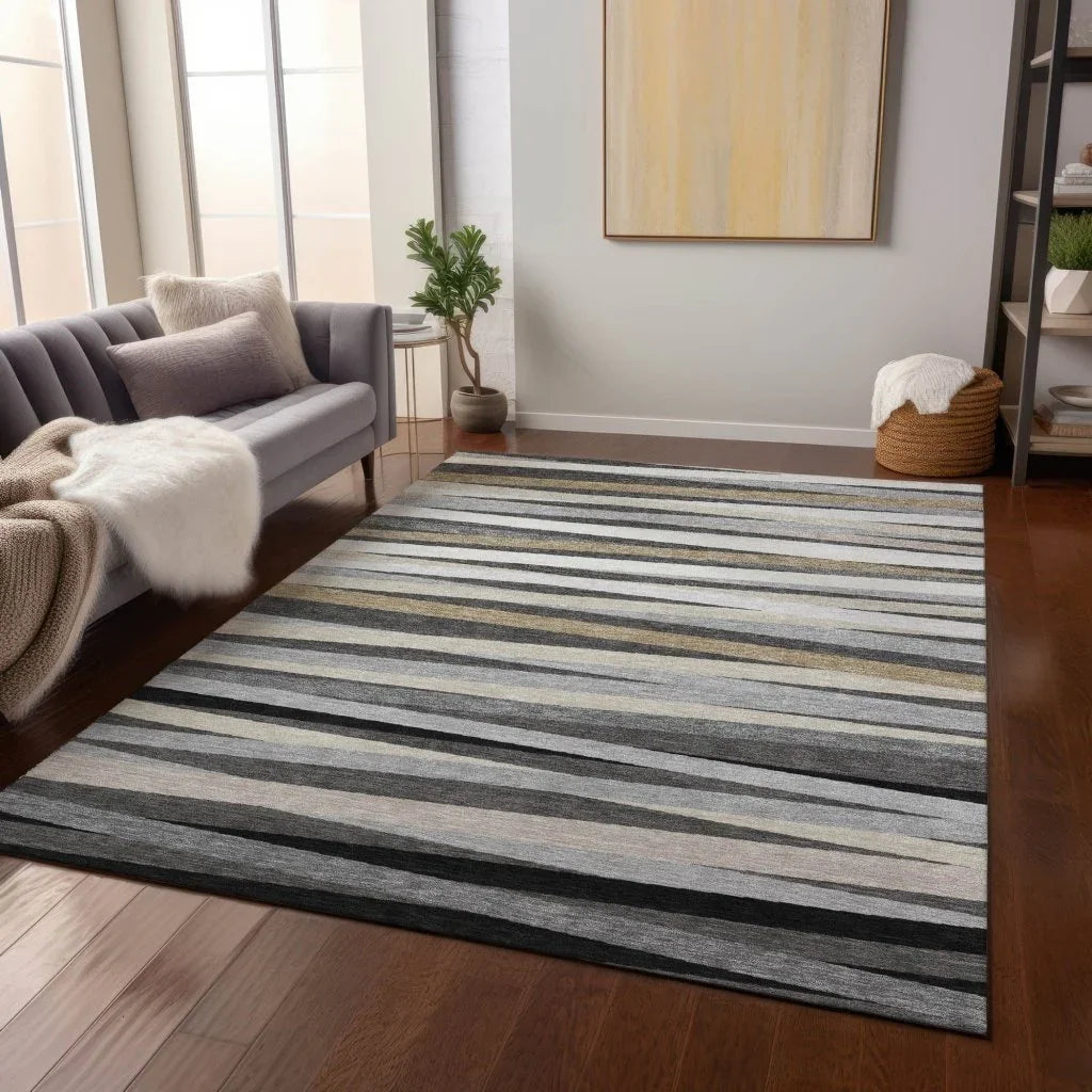 Liora Gray Washable Indoor-Outdoor Rug-Outdoor Rugs-LOOMLAN Rugs-LOOMLAN