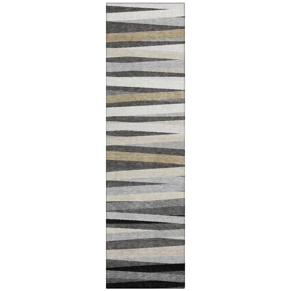 Liora Gray Washable Indoor-Outdoor Rug-Outdoor Rugs-LOOMLAN Rugs-2'3" x 7'6"-LOOMLAN