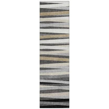 Liora Gray Washable Indoor-Outdoor Rug-Outdoor Rugs-LOOMLAN Rugs-2'3" x 7'6"-LOOMLAN