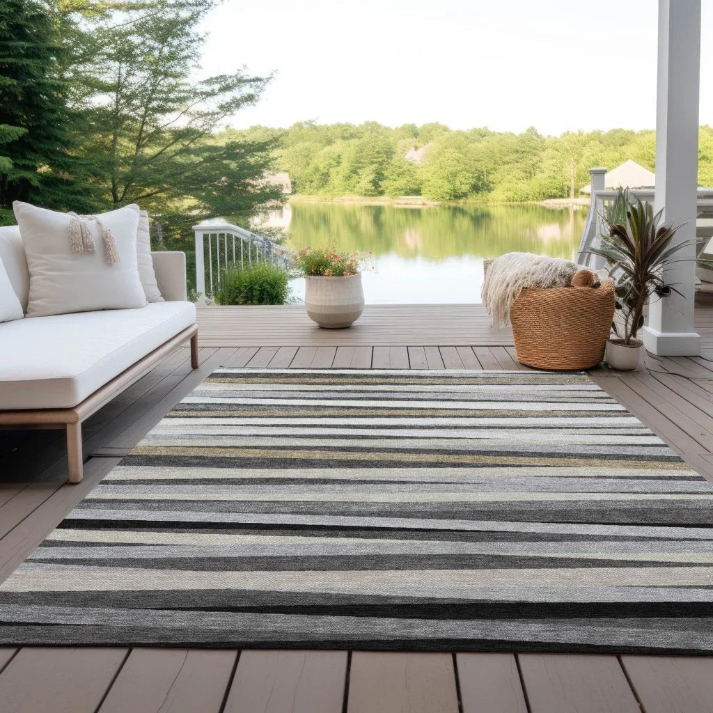 Liora Gray Washable Indoor-Outdoor Rug-Outdoor Rugs-LOOMLAN Rugs-LOOMLAN