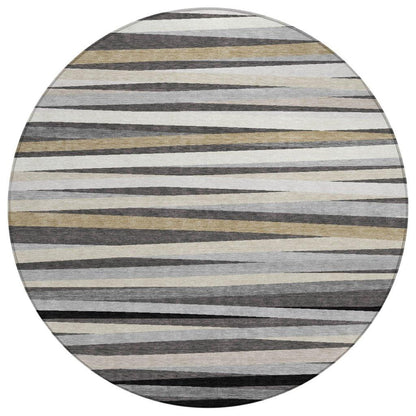 Liora Gray Washable Indoor-Outdoor Rug-Outdoor Rugs-LOOMLAN Rugs-8' x 8'-LOOMLAN
