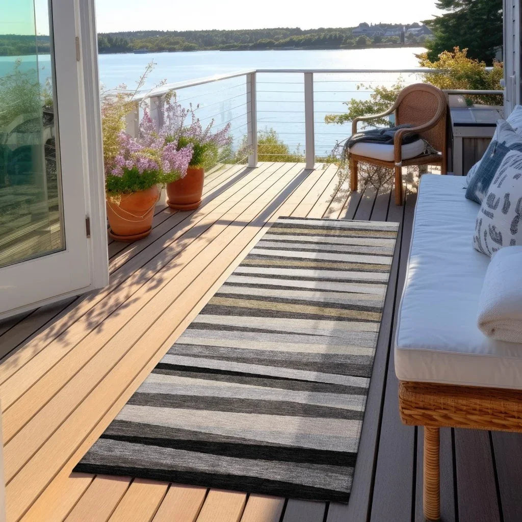 Liora Gray Washable Indoor-Outdoor Rug-Outdoor Rugs-LOOMLAN Rugs-LOOMLAN