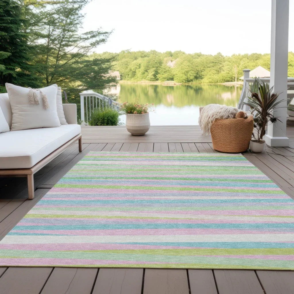 Liora Green Washable Indoor-Outdoor Rug-Outdoor Rugs-LOOMLAN Rugs-LOOMLAN