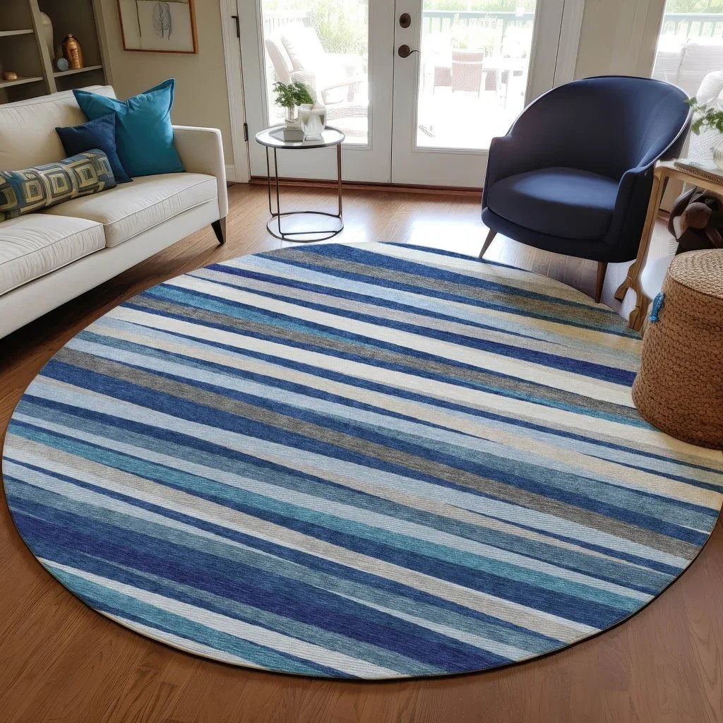 Liora Navy Washable Indoor-Outdoor Rug-Outdoor Rugs-LOOMLAN Rugs-LOOMLAN