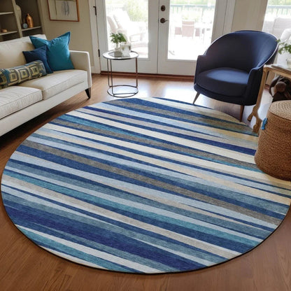 Liora Navy Washable Indoor-Outdoor Rug-Outdoor Rugs-LOOMLAN Rugs-LOOMLAN