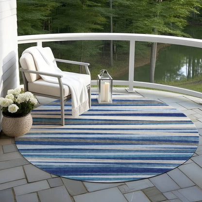 Liora Navy Washable Indoor-Outdoor Rug-Outdoor Rugs-LOOMLAN Rugs-LOOMLAN