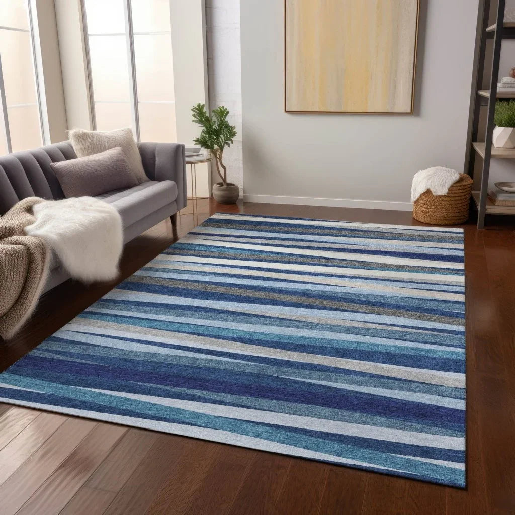 Liora Navy Washable Indoor-Outdoor Rug-Outdoor Rugs-LOOMLAN Rugs-LOOMLAN