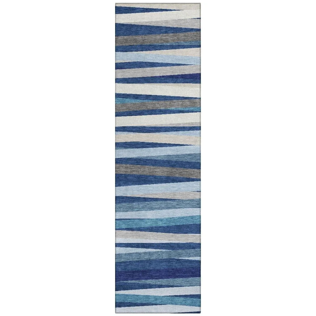 Liora Navy Washable Indoor-Outdoor Rug-Outdoor Rugs-LOOMLAN Rugs-2'3" x 7'6"-LOOMLAN