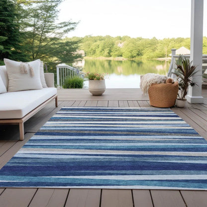 Liora Navy Washable Indoor-Outdoor Rug-Outdoor Rugs-LOOMLAN Rugs-LOOMLAN
