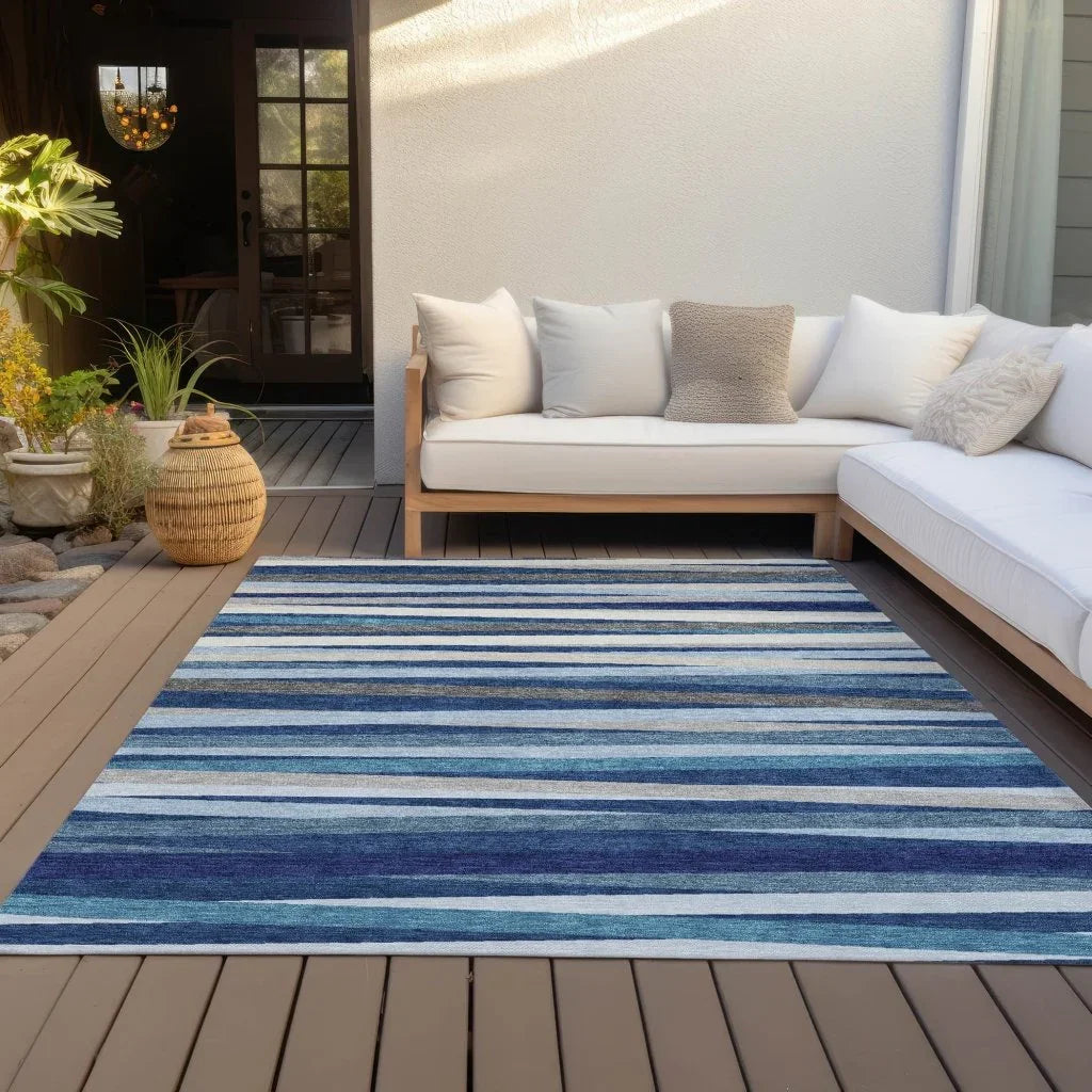 Liora Navy Washable Indoor-Outdoor Rug-Outdoor Rugs-LOOMLAN Rugs-LOOMLAN