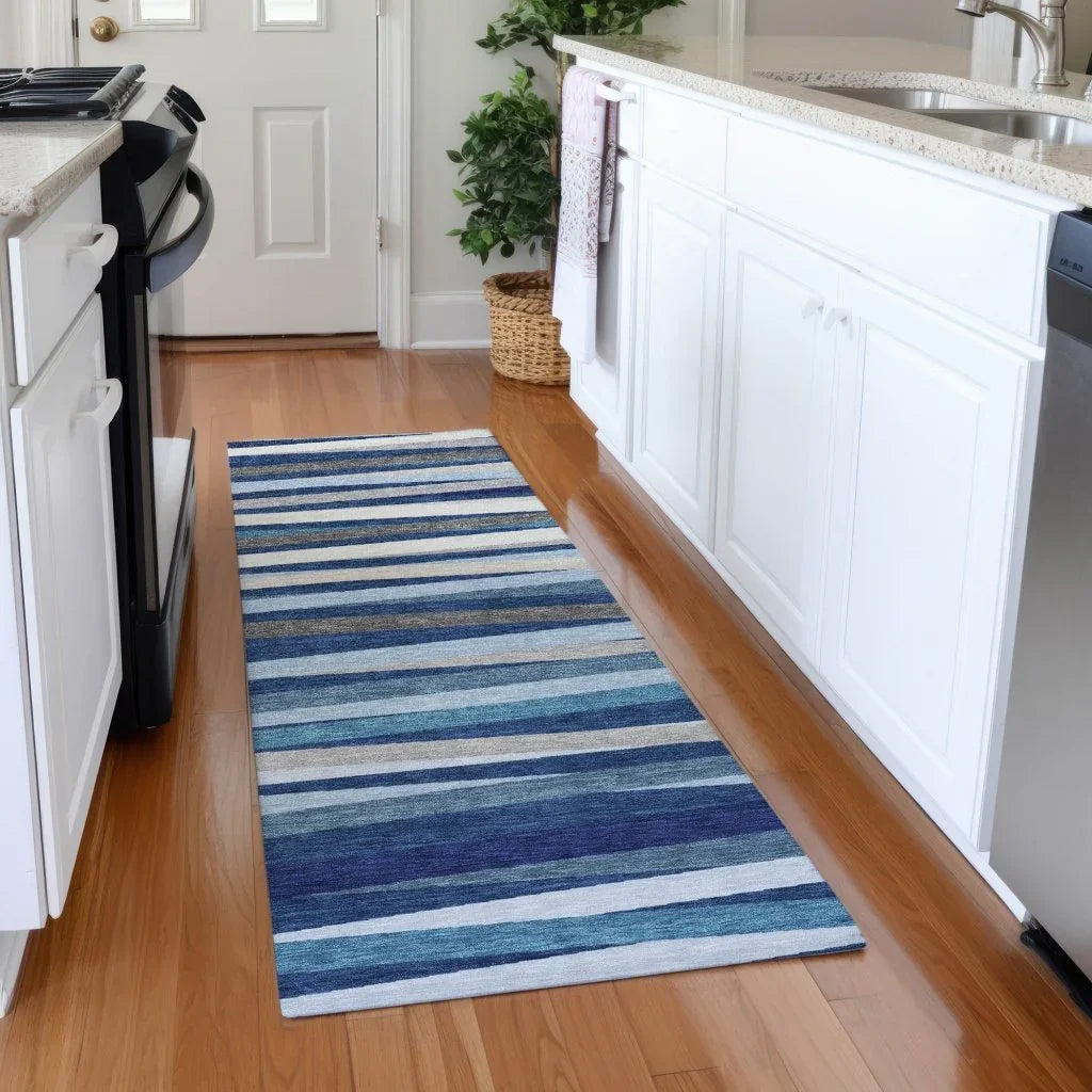 Liora Navy Washable Indoor-Outdoor Rug-Outdoor Rugs-LOOMLAN Rugs-LOOMLAN