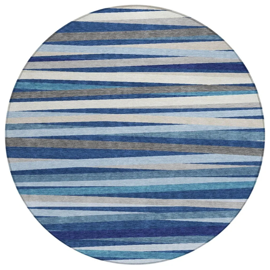 Liora Navy Washable Indoor-Outdoor Rug-Outdoor Rugs-LOOMLAN Rugs-8' x 8'-LOOMLAN