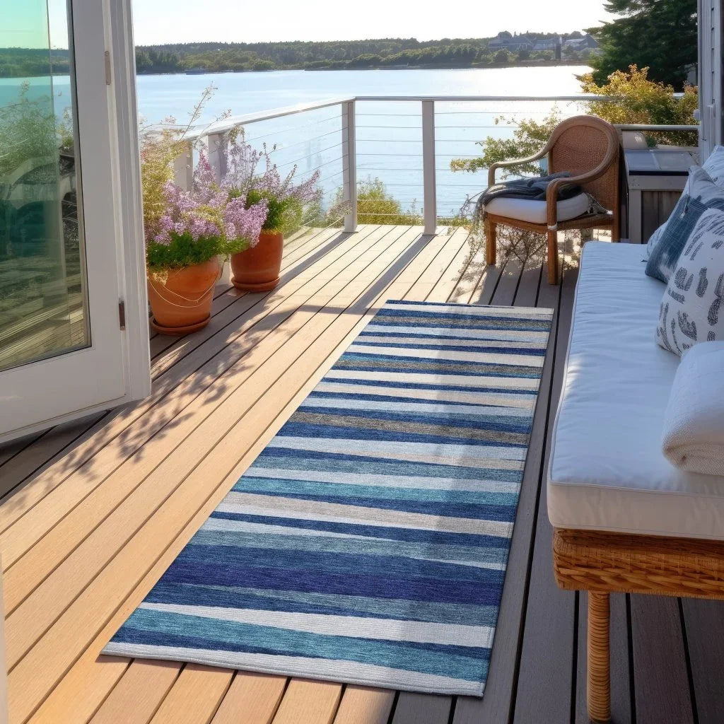 Liora Navy Washable Indoor-Outdoor Rug-Outdoor Rugs-LOOMLAN Rugs-LOOMLAN