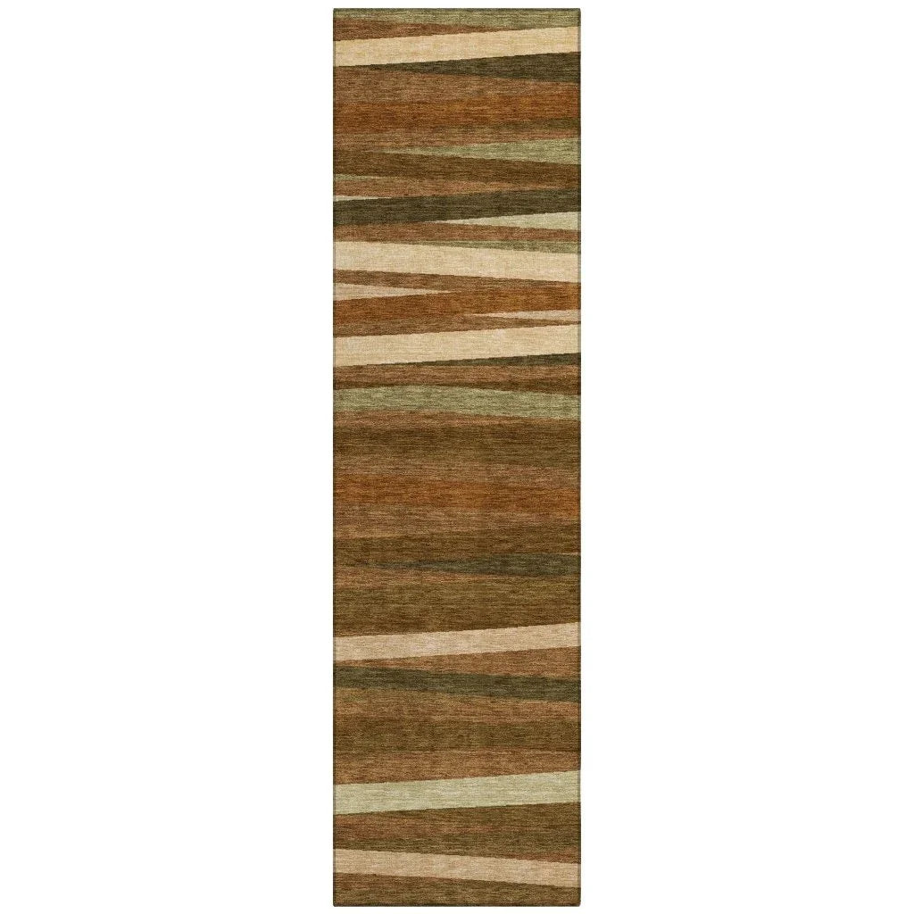 Liora Orange Washable Indoor-Outdoor Rug-Outdoor Rugs-LOOMLAN Rugs-2'3" x 7'6"-LOOMLAN