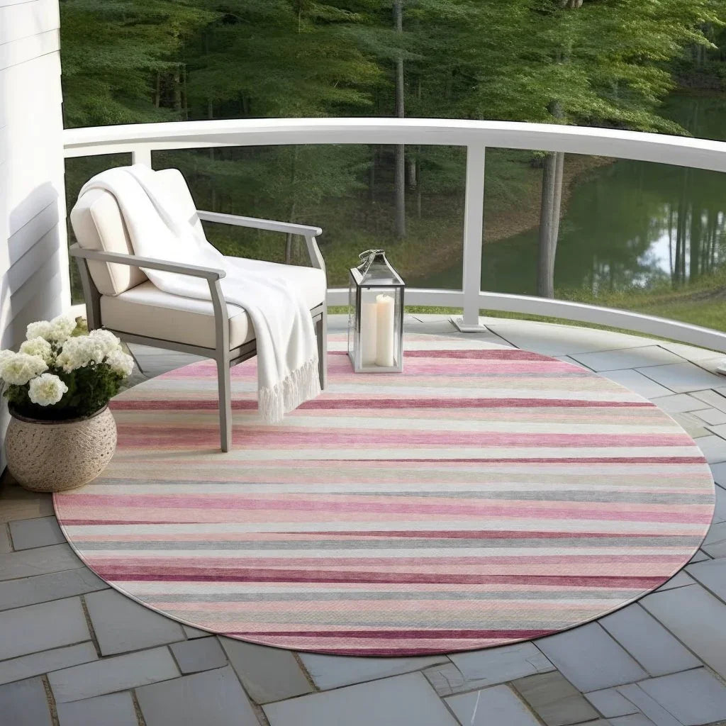 Liora Pink Washable Indoor-Outdoor Rug-Outdoor Rugs-LOOMLAN Rugs-LOOMLAN