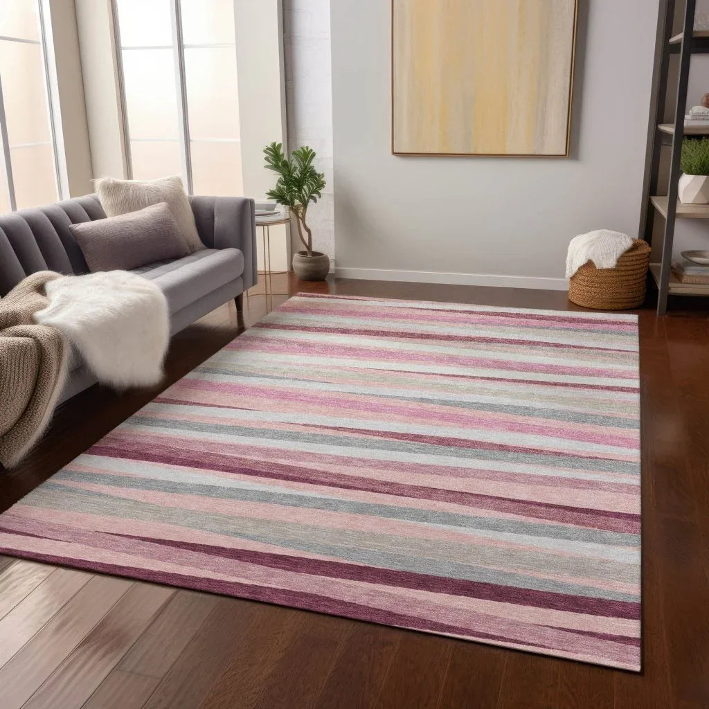 Liora Pink Washable Indoor-Outdoor Rug-Outdoor Rugs-LOOMLAN Rugs-LOOMLAN