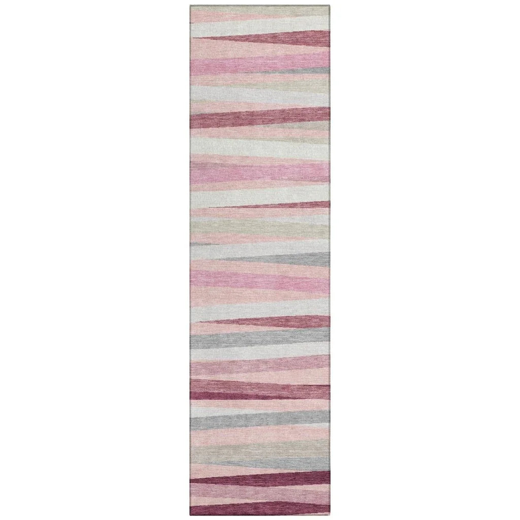 Liora Pink Washable Indoor-Outdoor Rug-Outdoor Rugs-LOOMLAN Rugs-2'3" x 7'6"-LOOMLAN