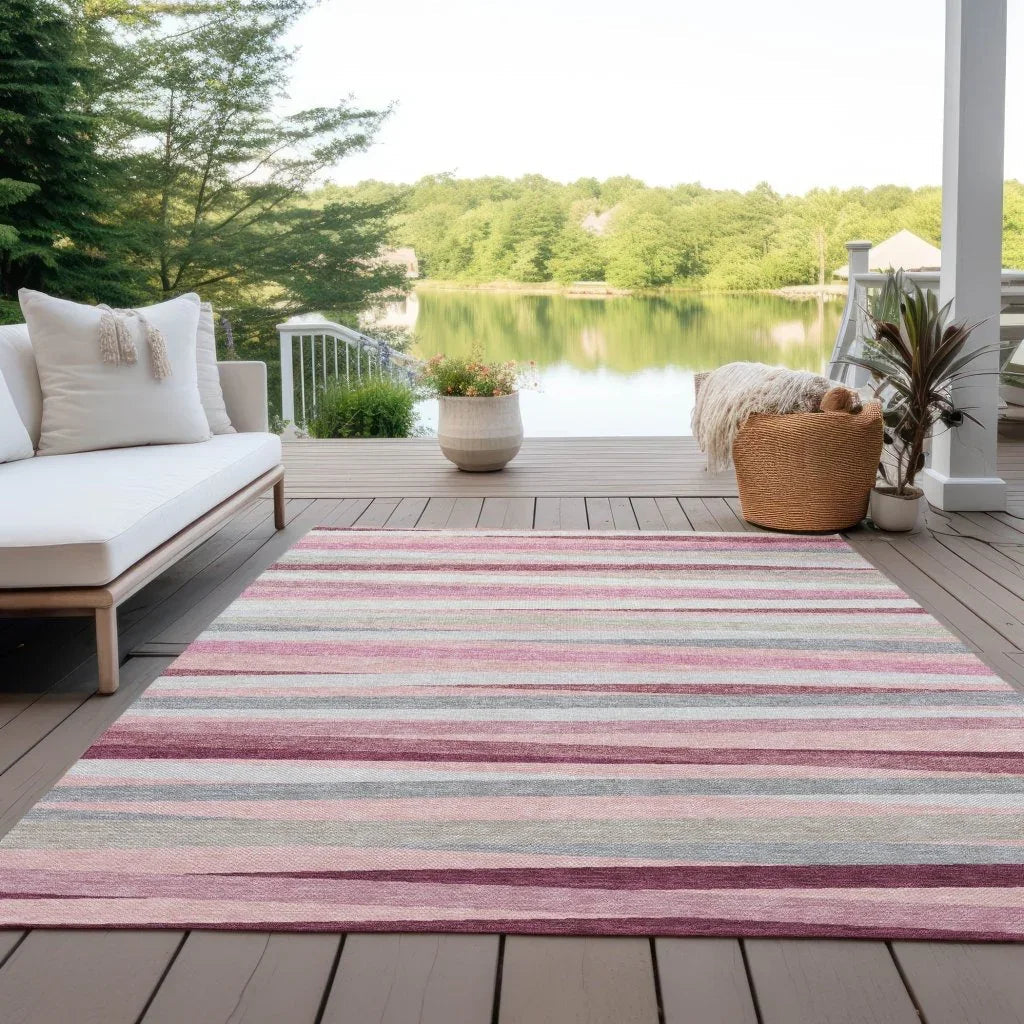 Liora Pink Washable Indoor-Outdoor Rug-Outdoor Rugs-LOOMLAN Rugs-LOOMLAN