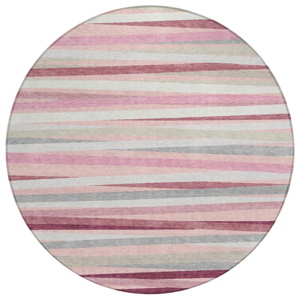 Liora Pink Washable Indoor-Outdoor Rug-Outdoor Rugs-LOOMLAN Rugs-8' x 8'-LOOMLAN