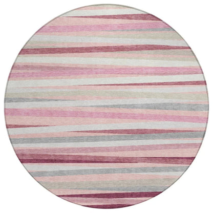 Liora Pink Washable Indoor-Outdoor Rug-Outdoor Rugs-LOOMLAN Rugs-8' x 8'-LOOMLAN