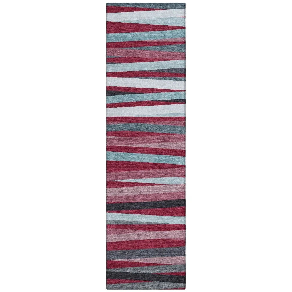 Liora Red Washable Indoor-Outdoor Rug-Outdoor Rugs-LOOMLAN Rugs-2'3" x 7'6"-LOOMLAN