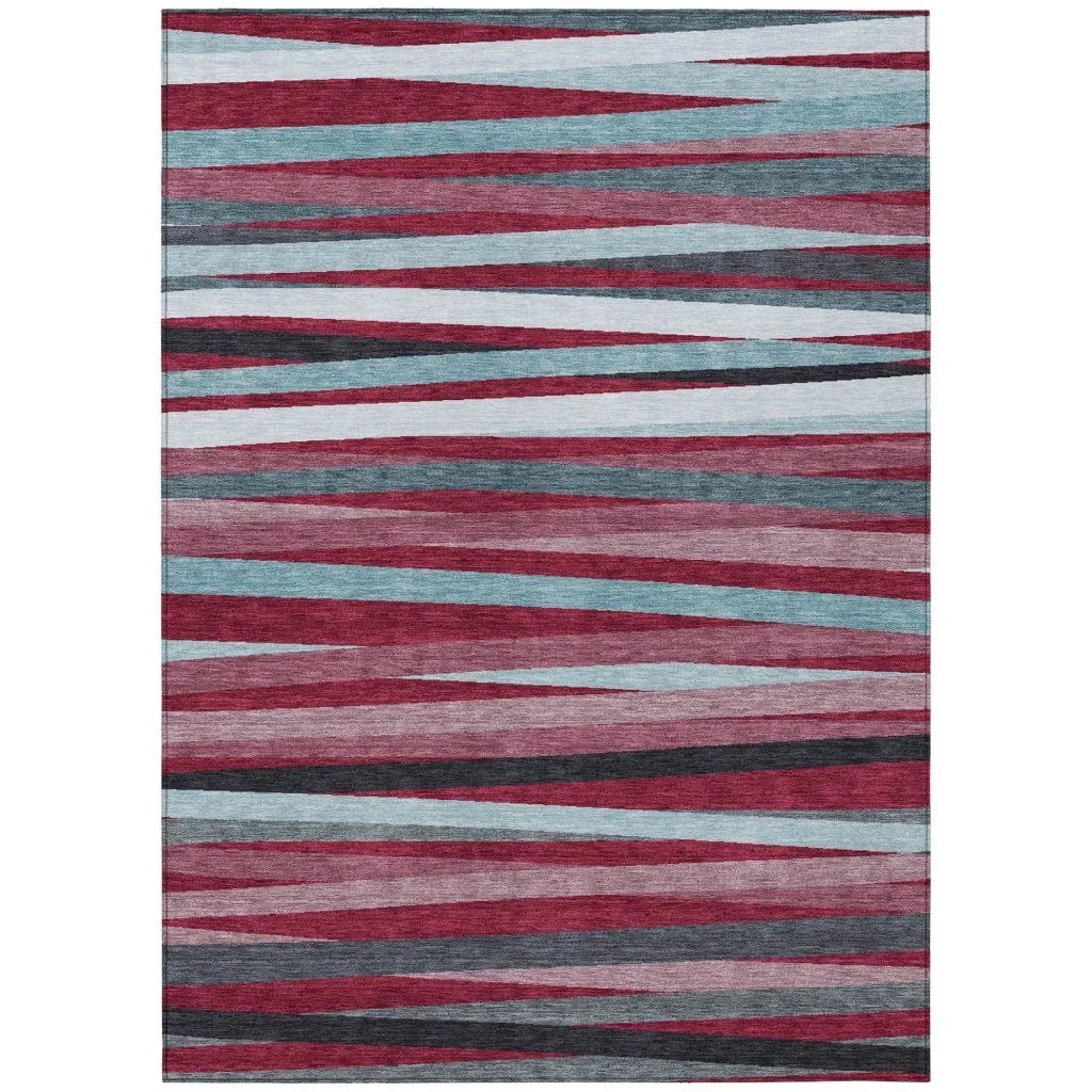 Liora Red Washable Indoor-Outdoor Rug-Outdoor Rugs-LOOMLAN Rugs-2'6" x 3'10"-LOOMLAN