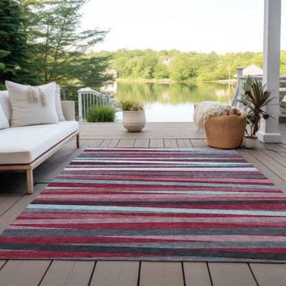 Liora Red Washable Indoor-Outdoor Rug-Outdoor Rugs-LOOMLAN Rugs-LOOMLAN