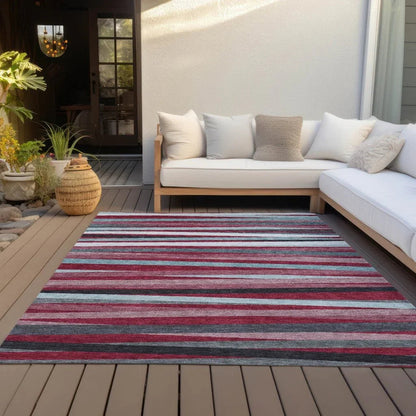 Liora Red Washable Indoor-Outdoor Rug-Outdoor Rugs-LOOMLAN Rugs-LOOMLAN