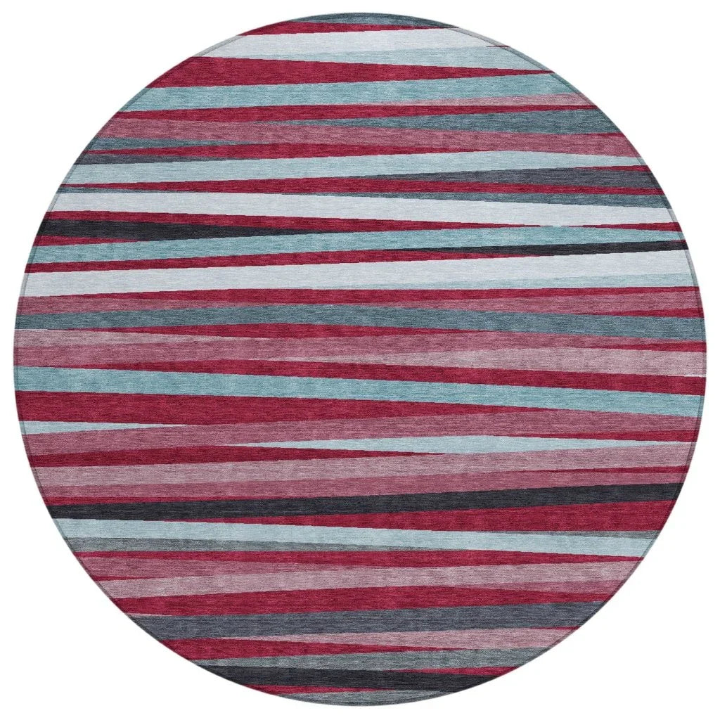 Liora Red Washable Indoor-Outdoor Rug-Outdoor Rugs-LOOMLAN Rugs-8' x 8'-LOOMLAN
