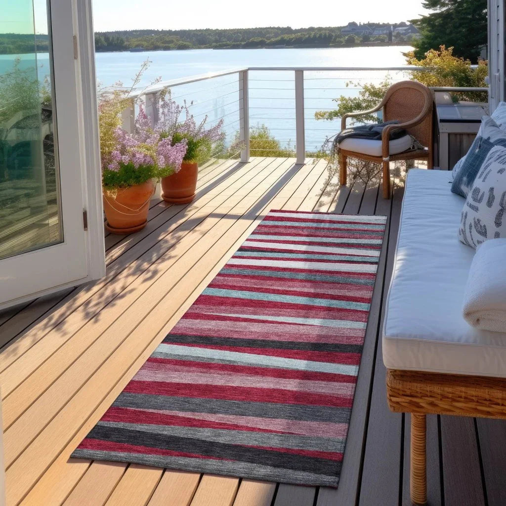 Liora Red Washable Indoor-Outdoor Rug-Outdoor Rugs-LOOMLAN Rugs-LOOMLAN