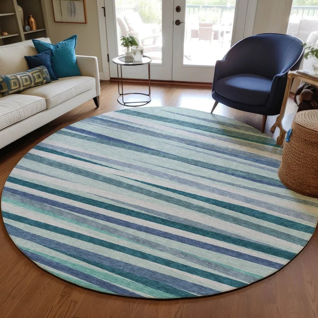 Liora Teal Washable Indoor-Outdoor Rug-Outdoor Rugs-LOOMLAN Rugs-LOOMLAN