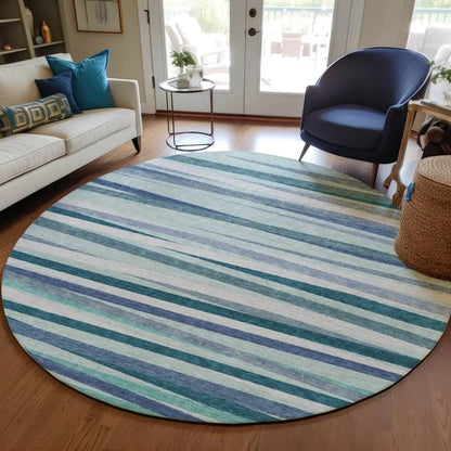 Liora Teal Washable Indoor-Outdoor Rug-Outdoor Rugs-LOOMLAN Rugs-LOOMLAN